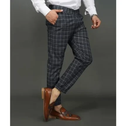 Buy WES Formals by Westside Navy Checkered SlimFit Trousers for Online   Tata CLiQ